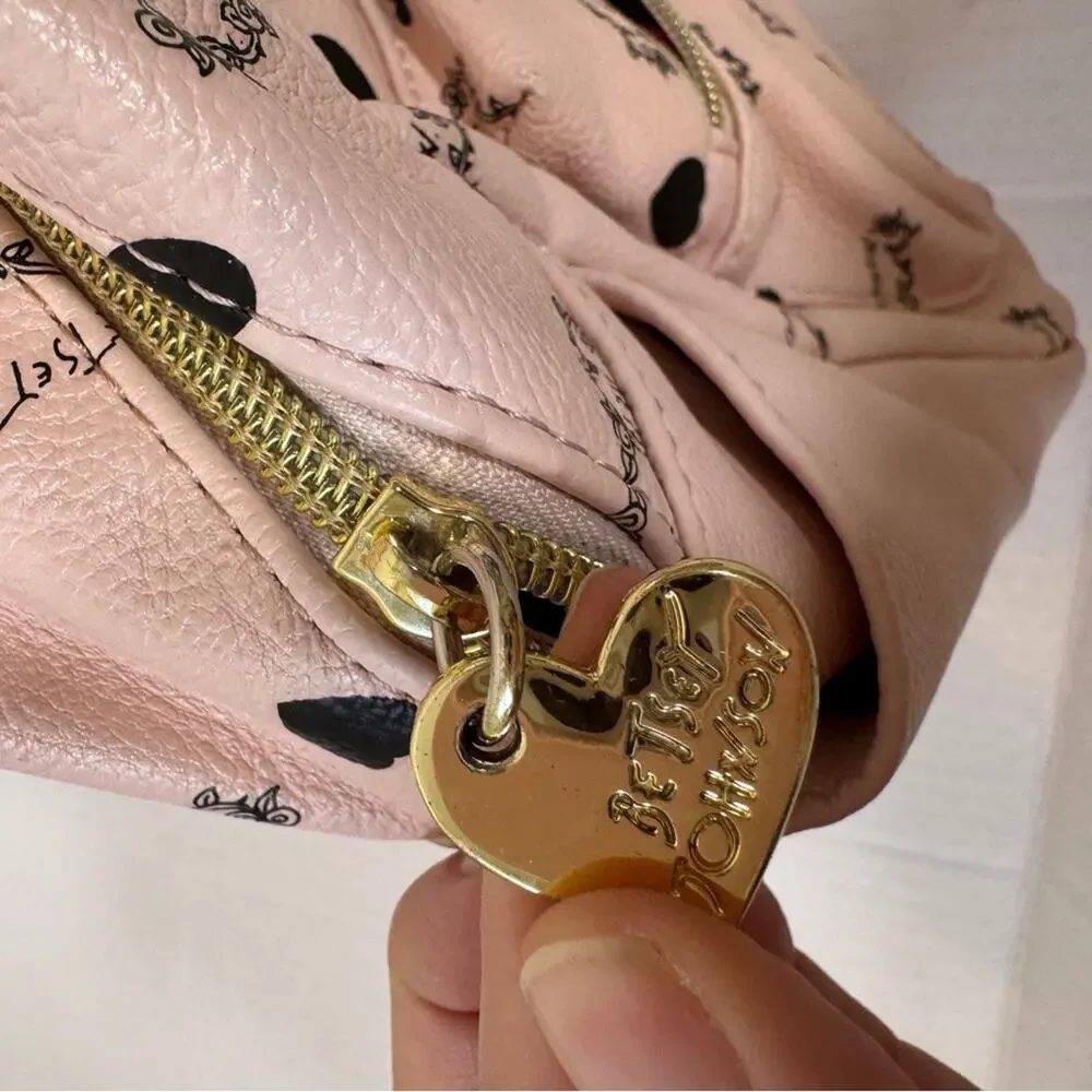 Betsey Johnson Pink Black Rhinestone Backpack Women’s Bee Bag